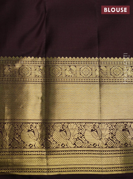 Pure kanchipuram silk saree pastel pink and coffee brown with allover self emboss and zari woven korvai border