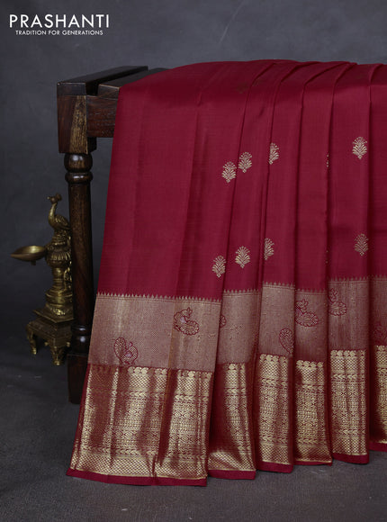 Pure kanchipuram silk saree red with zari woven buttas and rich zari woven border