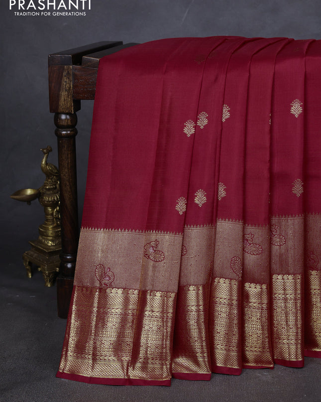Pure kanchipuram silk saree red with zari woven buttas and rich zari woven border