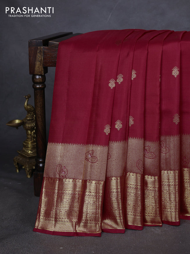 Pure kanchipuram silk saree red with zari woven buttas and rich zari woven border