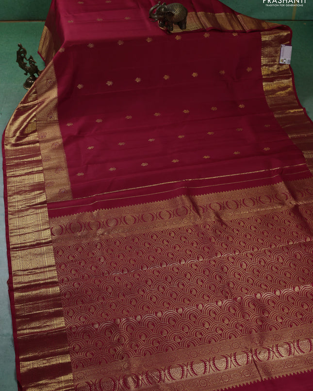 Pure kanchipuram silk saree red with zari woven buttas and rich zari woven border