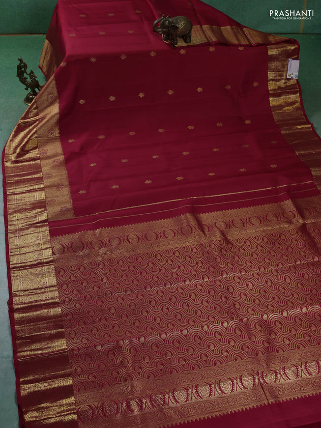 Pure kanchipuram silk saree red with zari woven buttas and rich zari woven border
