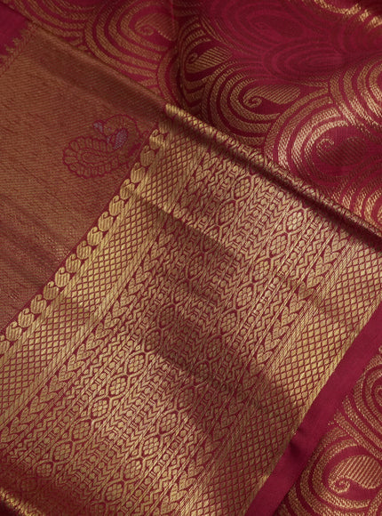 Pure kanchipuram silk saree red with zari woven buttas and rich zari woven border