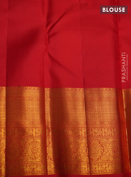 Pure kanchipuram silk saree cream and red with allover zari woven butta weaves and zari woven border