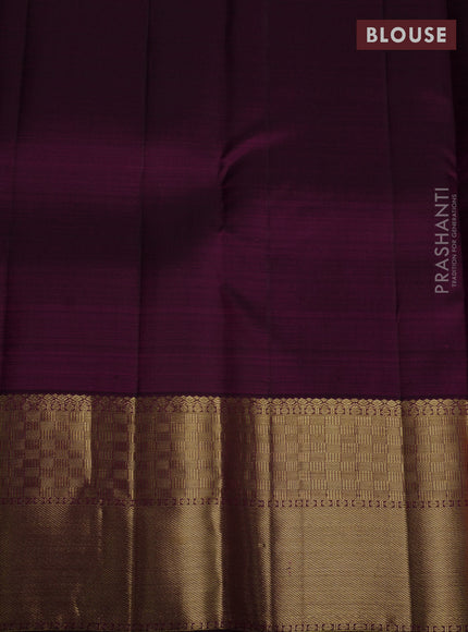 Pure kanchipuram silk saree dark magenta pink with zari woven buttas and long zari woven border