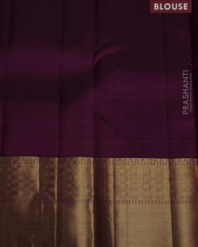 Pure kanchipuram silk saree dark magenta pink with zari woven buttas and long zari woven border