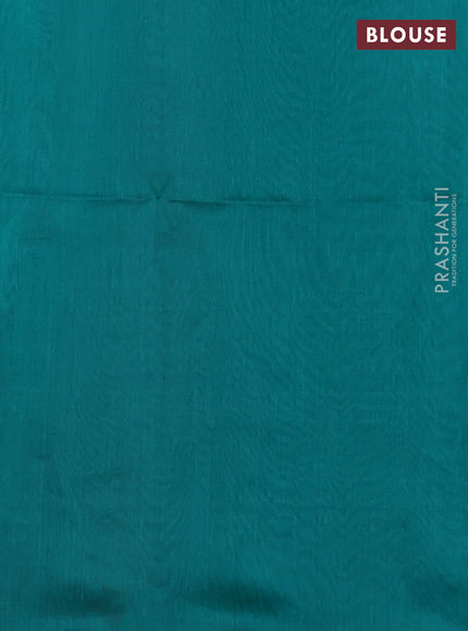Kora silk cotton saree maroon and teal green with zari woven buttas and zari woven border