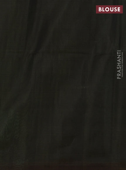 Kora silk cotton saree dark sap green with thread & zari woven floral buttas in borderless style