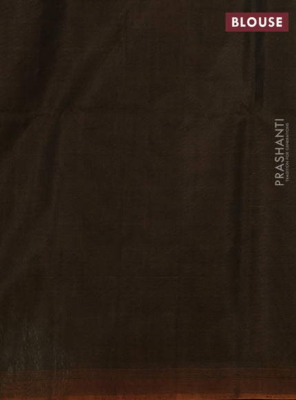 Kora silk cotton saree sap green with thread & zari woven floral buttas in borderless style