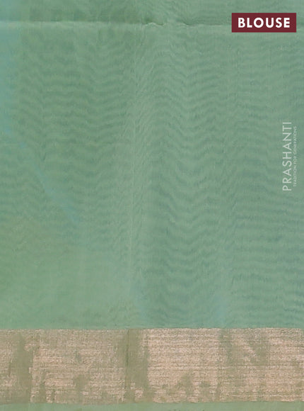 Kora silk cotton saree light blue and pista green with silver zari woven buttas and zari woven border