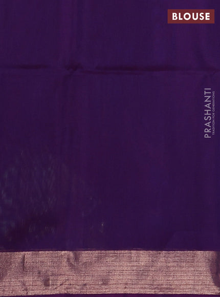 Kora silk cotton saree purple with silver zari woven buttas and zari woven border