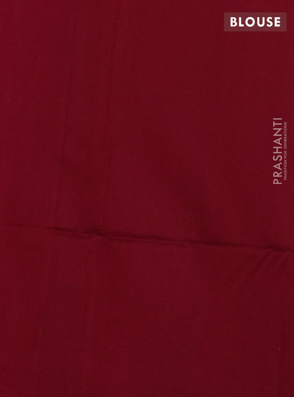 Kora silk cotton saree dark sap green and maroon with zari woven buttas and zari woven border