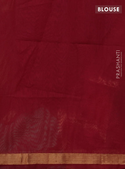 Kora silk cotton saree sap green with zari woven buttas and zari woven border