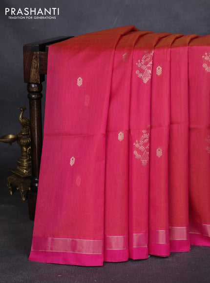 Kora silk cotton saree pink with zari woven buttas and zari woven border