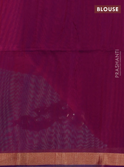 Kora silk cotton saree dual shade of pinkish orange and purple with silver zari woven buttas and zari woven border