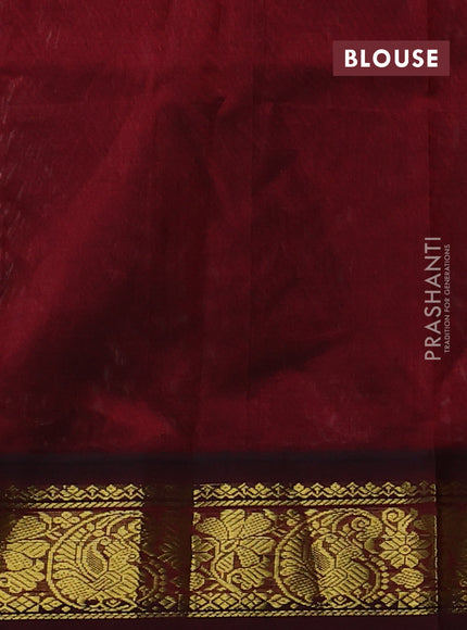 Silk cotton saree cream and maroon with allover kalamakri prints and zari woven korvai border
