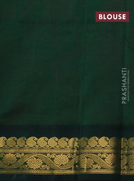 Silk cotton saree pink and green with allover kalamakri prints and zari woven korvai border