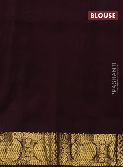 Silk cotton saree peach shade and coffee brown with allover kalamakri prints and zari woven korvai border