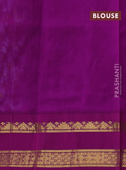 Silk cotton saree lavender and purple with allover kalamakri prints and zari woven korvai border