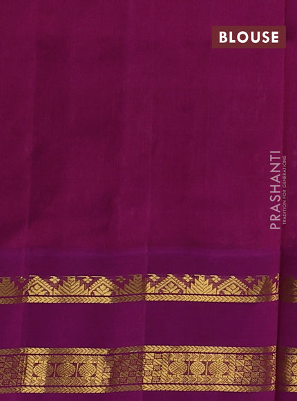 Silk cotton saree lavender and purple with allover kalamakri prints and zari woven korvai border