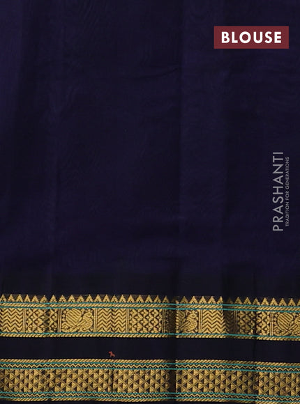Silk cotton saree grey with allover kalamakri prints and zari woven korvai border