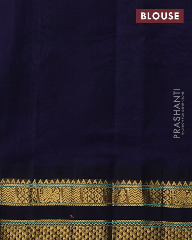 Silk cotton saree grey with allover kalamakri prints and zari woven korvai border