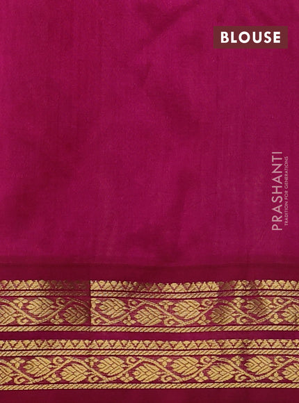 Silk cotton saree orange and pink with allover kalamakri prints and zari woven korvai border