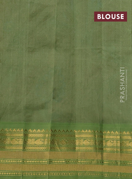Silk cotton saree maroon and light green with allover kalamakri prints and zari woven korvai border