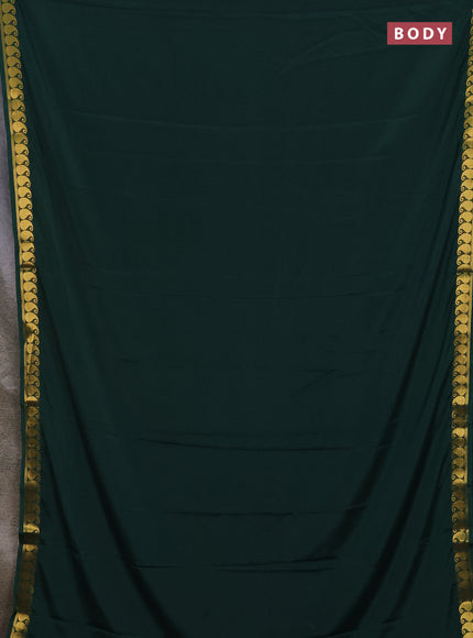 Art mysore silk saree green with plain body with paisley zari woven border
