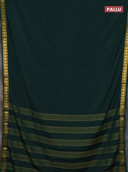 Art mysore silk saree green with plain body with paisley zari woven border