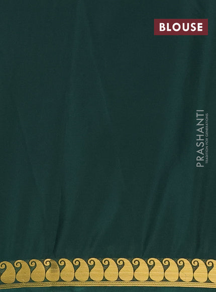 Art mysore silk saree green with plain body with paisley zari woven border
