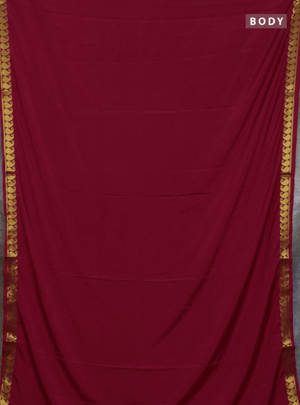 Art mysore silk saree red with plain body with paisley zari woven border