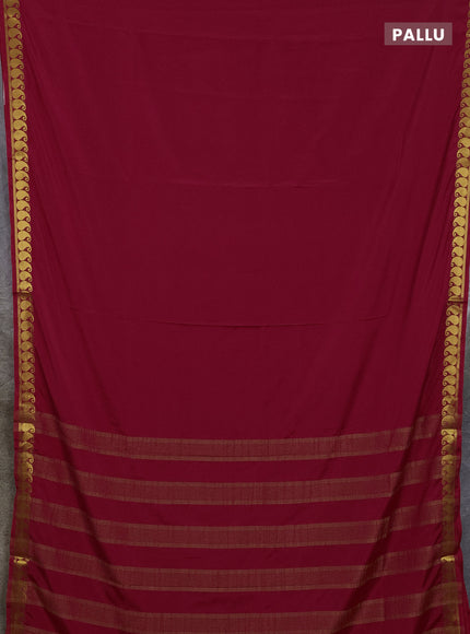 Art mysore silk saree red with plain body with paisley zari woven border