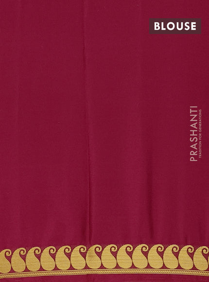 Art mysore silk saree red with plain body with paisley zari woven border