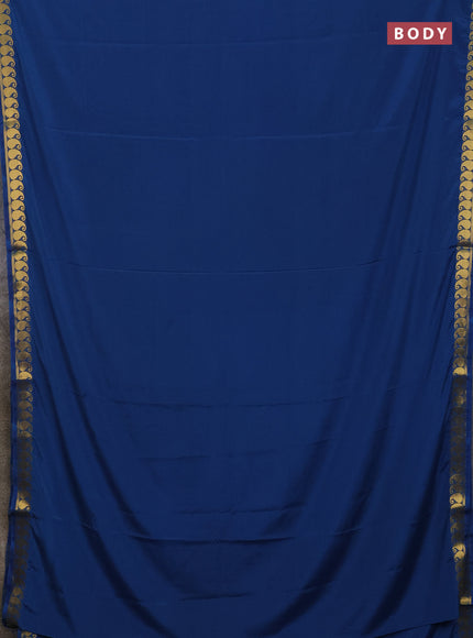 Art mysore silk saree cs blue with plain body with paisley zari woven border