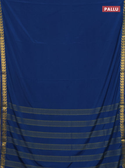 Art mysore silk saree cs blue with plain body with paisley zari woven border