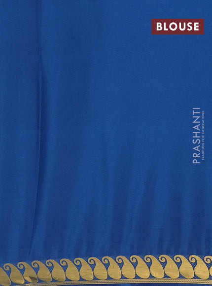Art mysore silk saree cs blue with plain body with paisley zari woven border