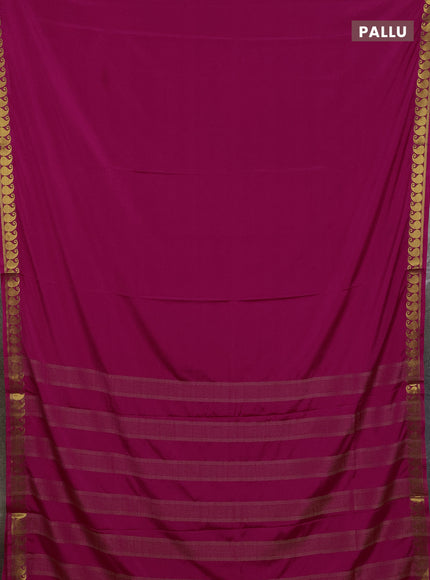 Art mysore silk saree pink with plain body with paisley zari woven border