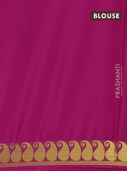 Art mysore silk saree pink with plain body with paisley zari woven border