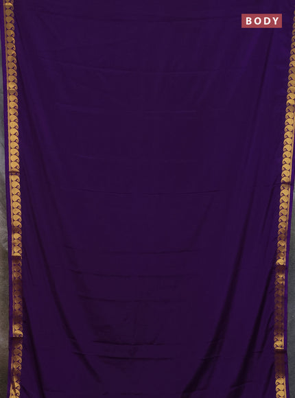Art mysore silk saree violet with plain body with paisley zari woven border