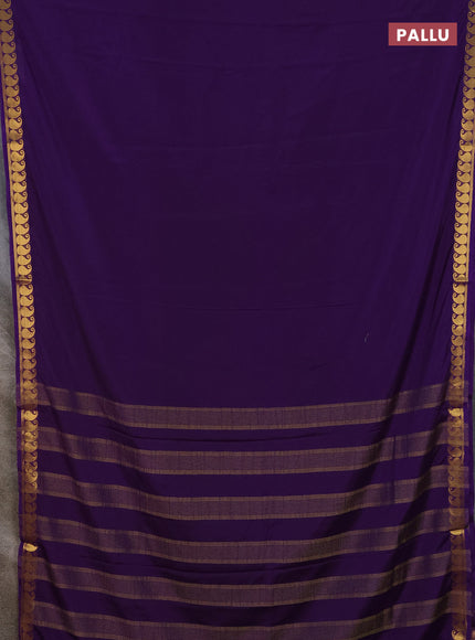 Art mysore silk saree violet with plain body with paisley zari woven border