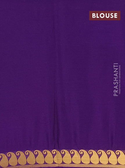 Art mysore silk saree violet with plain body with paisley zari woven border