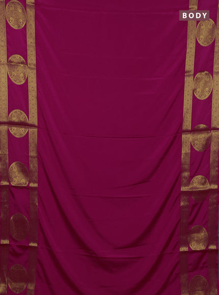 Art mysore silk saree pink with plain body and rettapet zari woven butta border