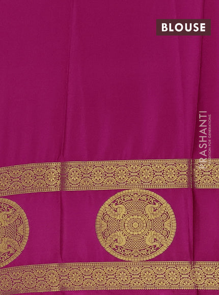Art mysore silk saree pink with plain body and rettapet zari woven butta border