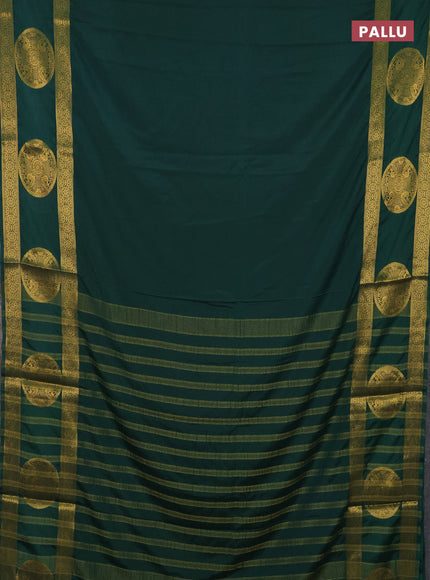 Art mysore silk saree green with plain body and rettapet zari woven butta border