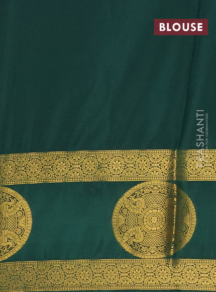 Art mysore silk saree green with plain body and rettapet zari woven butta border