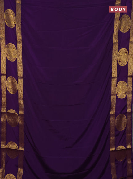 Art mysore silk saree violet with plain body and rettapet zari woven butta border