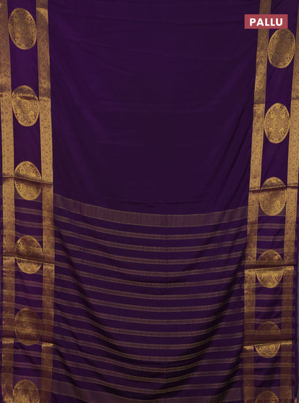 Art mysore silk saree violet with plain body and rettapet zari woven butta border