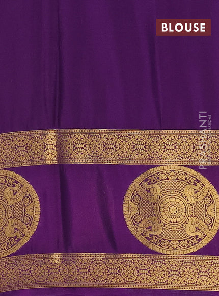 Art mysore silk saree violet with plain body and rettapet zari woven butta border