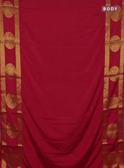 Art mysore silk saree red with plain body and rettapet zari woven butta border